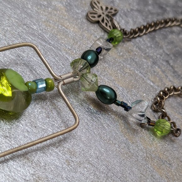 Murano Beads Heart Modernistic Hand Made Wired Green Love Like Butterfly LOVE - Picture 6 of 9